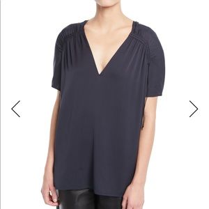 Vince shirred sleeve silk blouse